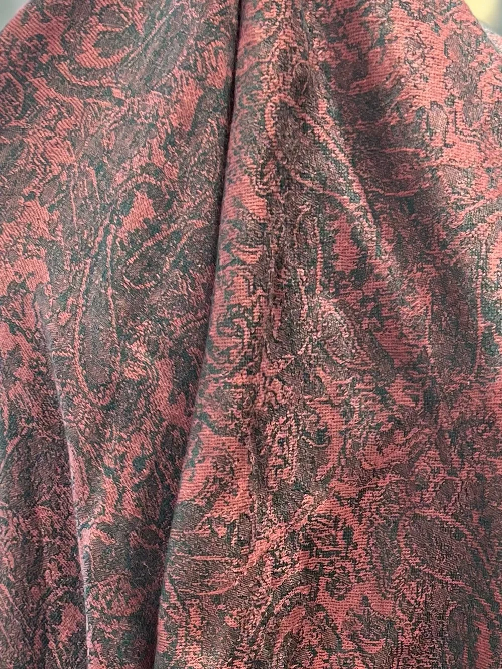 Vintage Intricate Paisley Pashmina Shawl Scarf Wrap - Pink & Green